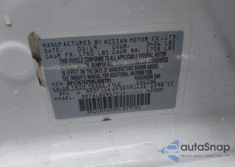 2019 Nissan Versa 1.6 Sv from USA, damaged, VIN 3N1CN7AP0KL859701
